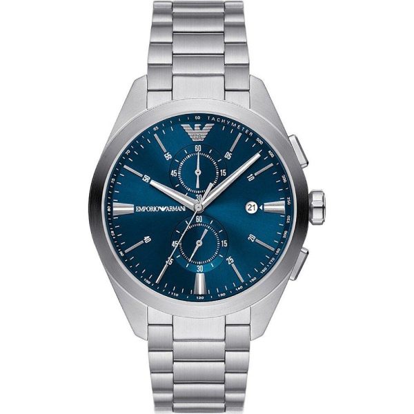 emporio armani claudio chronograph ar11541 silver case with stainless steel bracelet image1