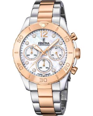 FESTINA Ladies Crystals Chronograph – F20605/1 , Silver case with Stainless Steel Bracelet