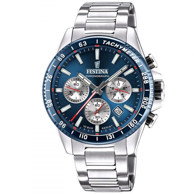 festina men s chronograph f20560 2 silver case with stainless steel bracelet image1