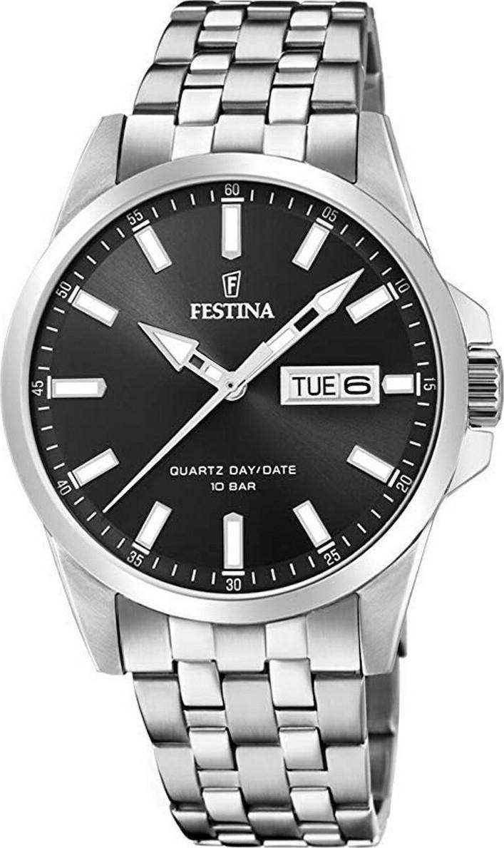 festina men s f20357 4 silver case with stainless steel bracelet image1