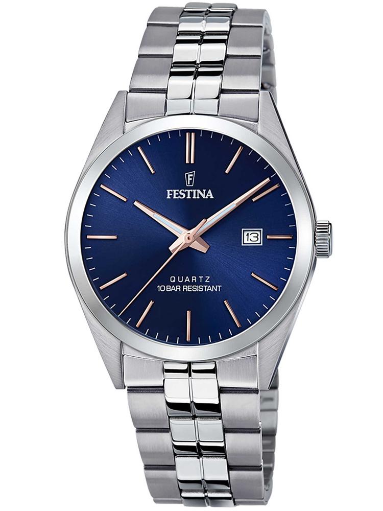 festina men s f20437 b silver case with stainless steel bracelet image1