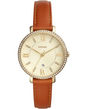 FOSSIL Jacqueline Ladies – ES4293, Gold case with Brown Leather Strap