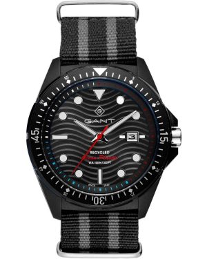 GANT Recycled Ocean Plastic – G162003, Black case with Black & Grey Fabric Strap