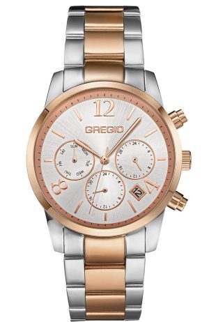 GREGIO Linn Dual Time – GR290050, Silver case with Stainless Steel Bracelet
