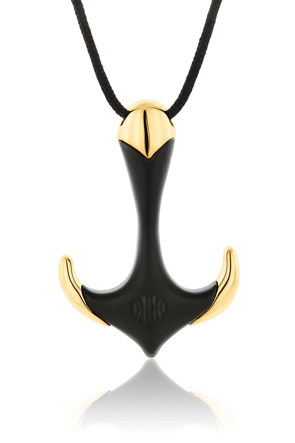 honor anchor black gold necklace honorp138 image1