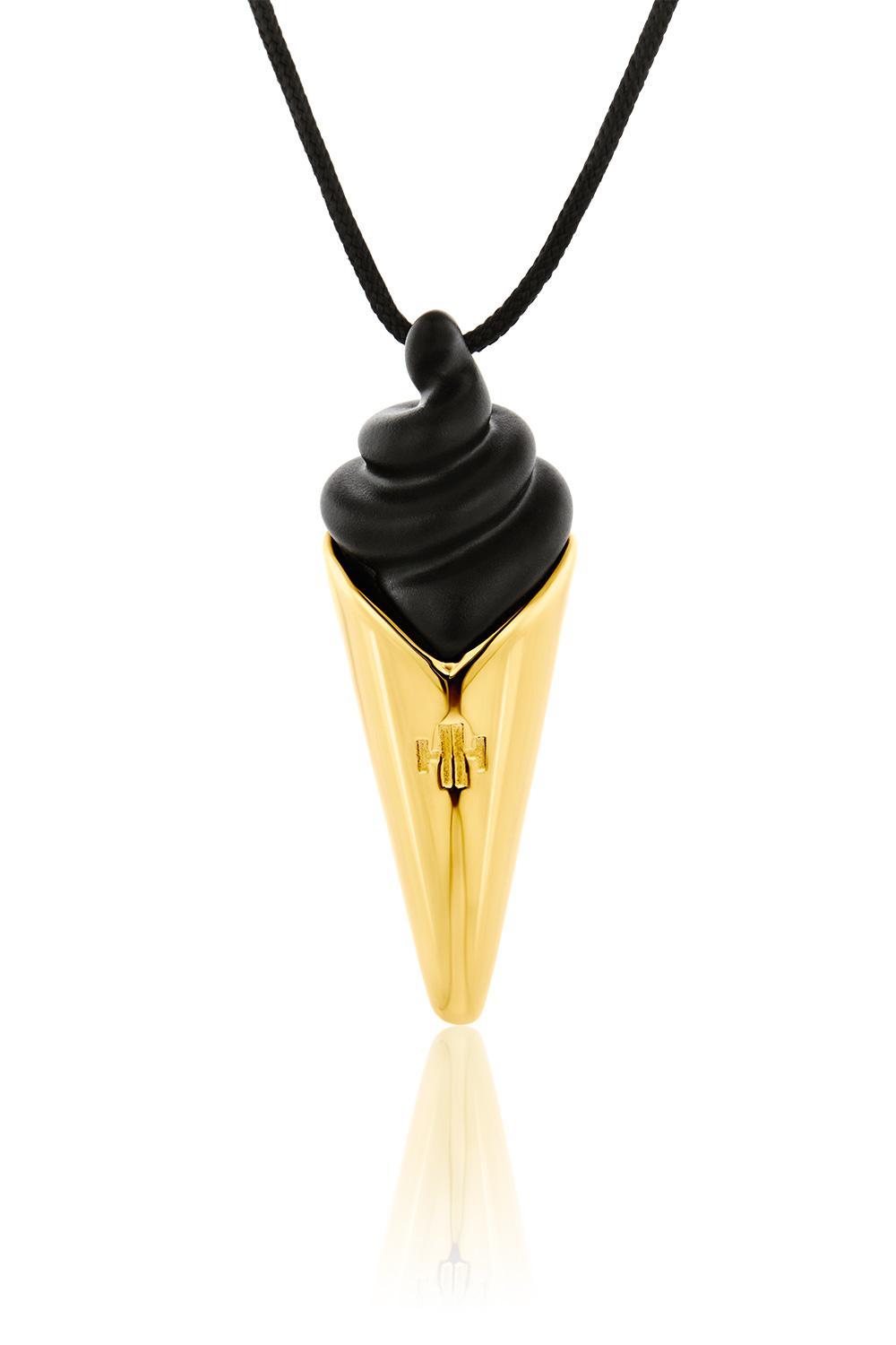 honor ice cream cone gold black necklace honorp129 image1