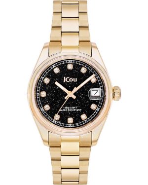 JCOU Serenity Crystals – JU19068-4, Gold case with Stainless Steel Bracelet