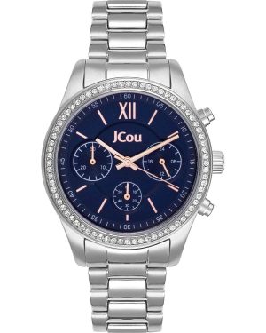 JCOU Valerie Crystals Chronograph – JU19069-3, Silver case with Stainless Steel Bracelet
