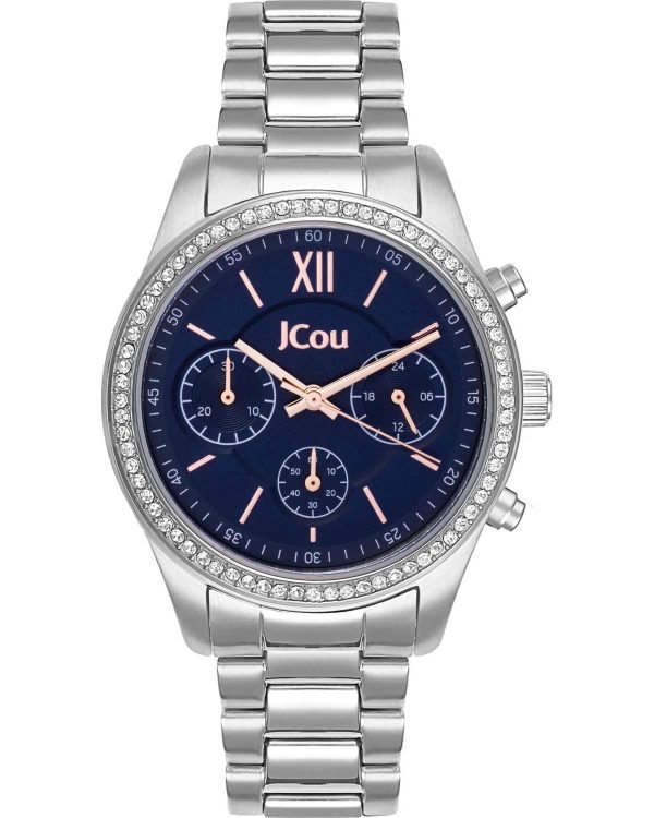 jcou valerie crystals chronograph ju19069 3 silver case with stainless steel bracelet image1
