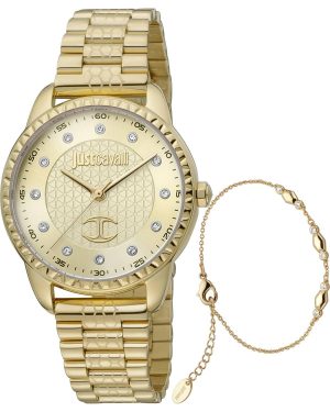 JUST CAVALLI Gift Set – JC1L176M0055 Gold case with Stainless Steel Bracelet