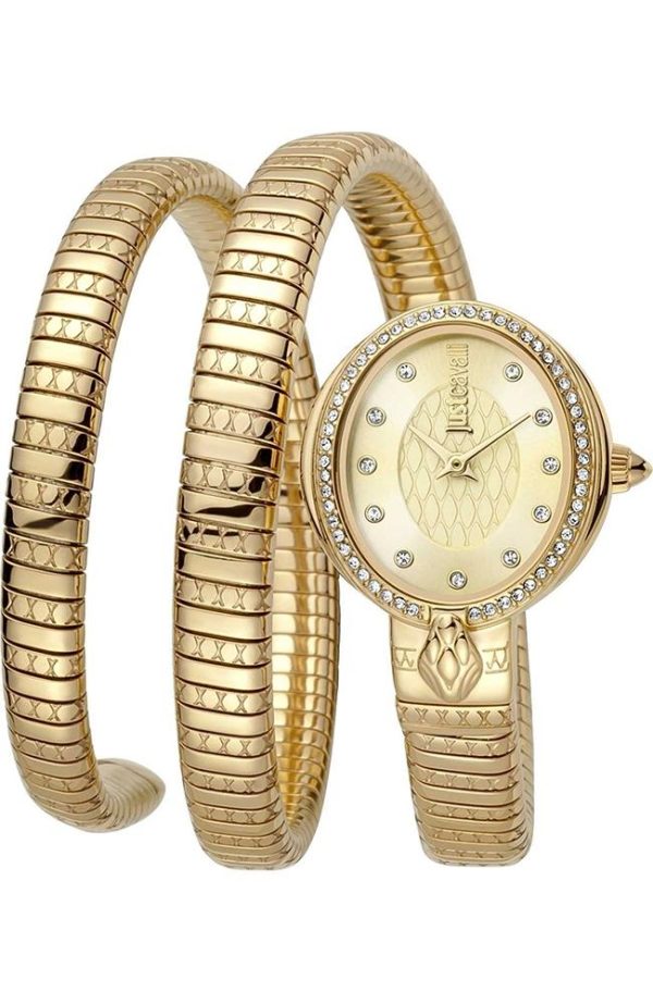 just cavalli glam chic crystals jc1l153m0025 gold case with stainless steel bracelet image1