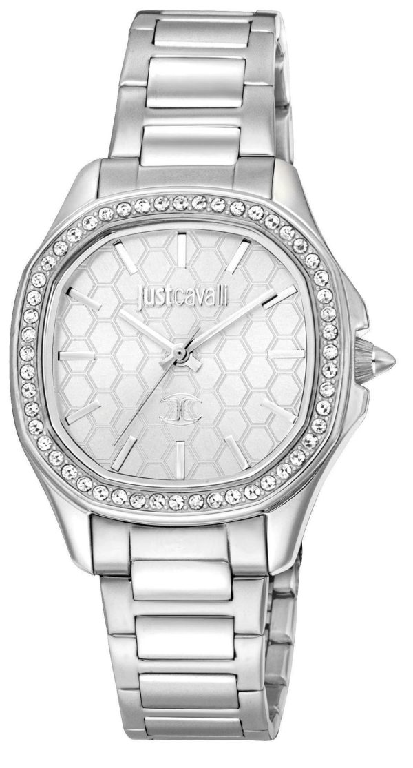 just cavalli quadro jc1l263m0045 silver case with stainless steel bracelet image1
