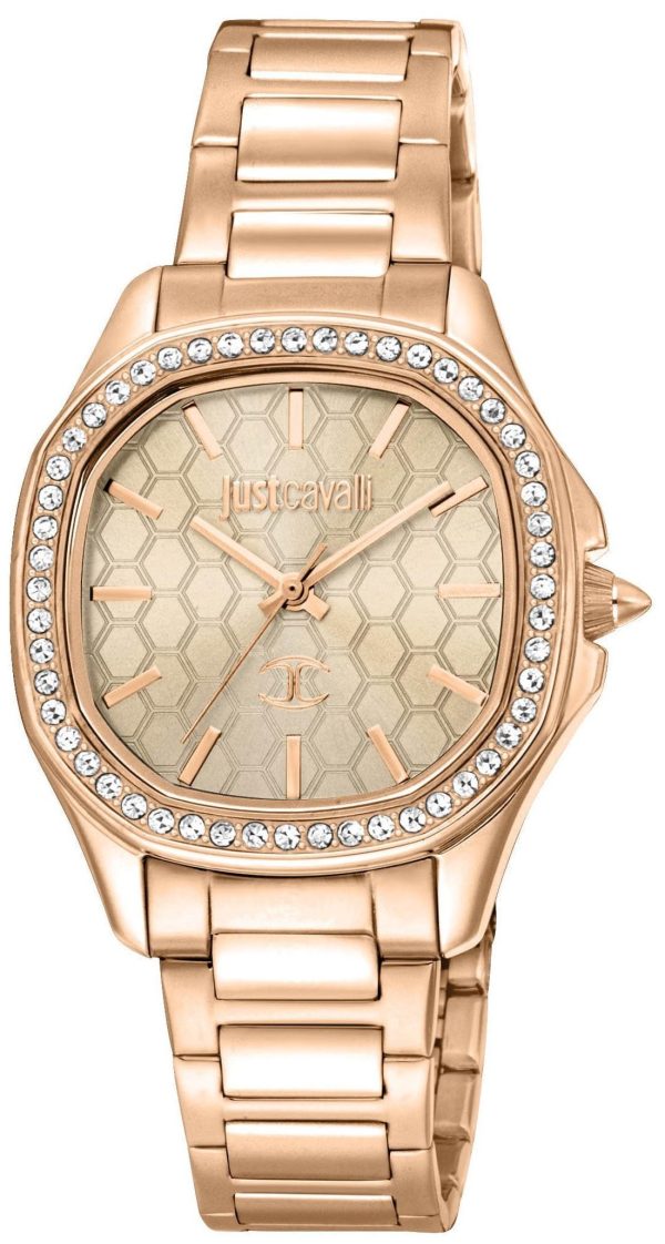 just cavalli quadro jc1l263m0075 rose gold case with stainless steel bracelet image1