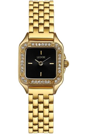 LE DOM Collection Crystals – LD.1493-3, Gold case with Stainless Steel Bracelet