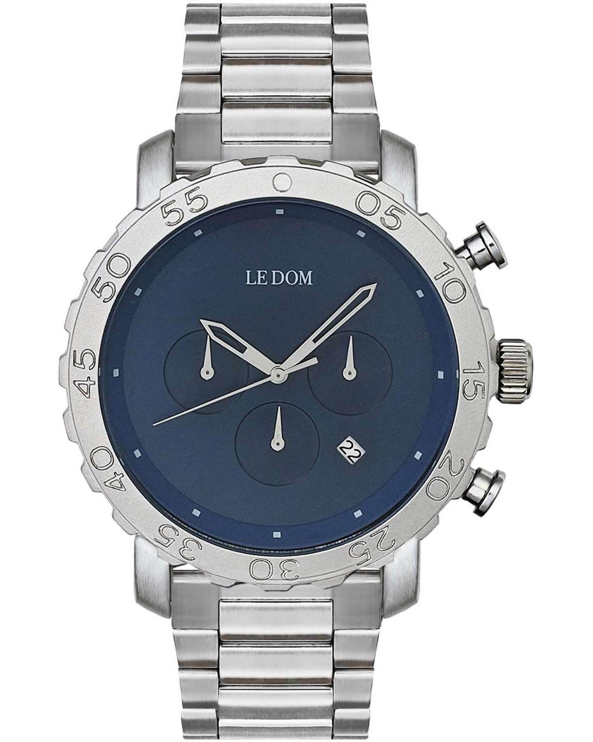 le dom pilot chronograph ld 1496 3 silver case with stainless steel bracelet image1