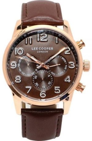 LEE COOPER Chronograph Men’s – LC07404.472, Rose Gold case with Brown Leather Strap
