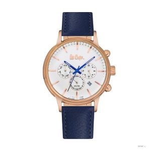 LEE COOPER Dual Time Men’s – LC06429.439, Rose Gold case with Blue Leather Strap