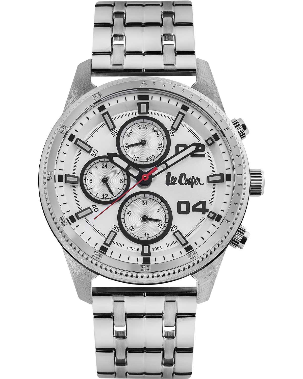 lee cooper gents lc06593 330 silver case with stainless steel bracelet image1