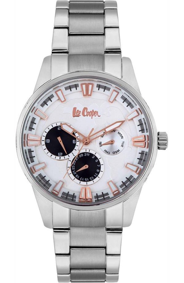 lee cooper multifunction lc06671 530 silver case with stainless steel bracelet image1