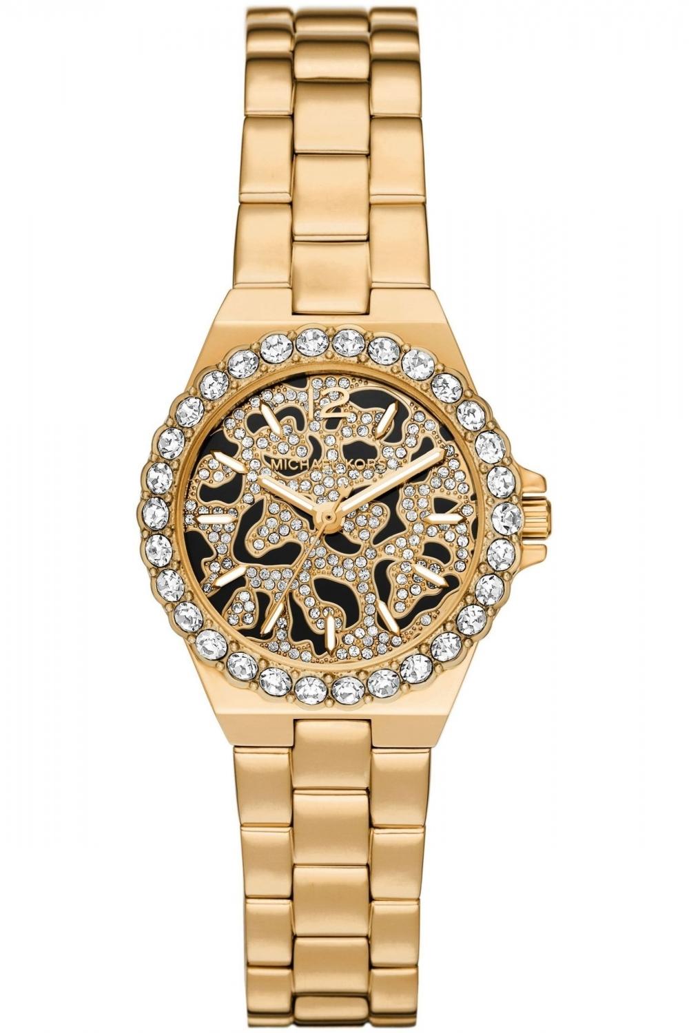 michael kors lennox crystals mk7394 gold case with stainless steel bracelet image1