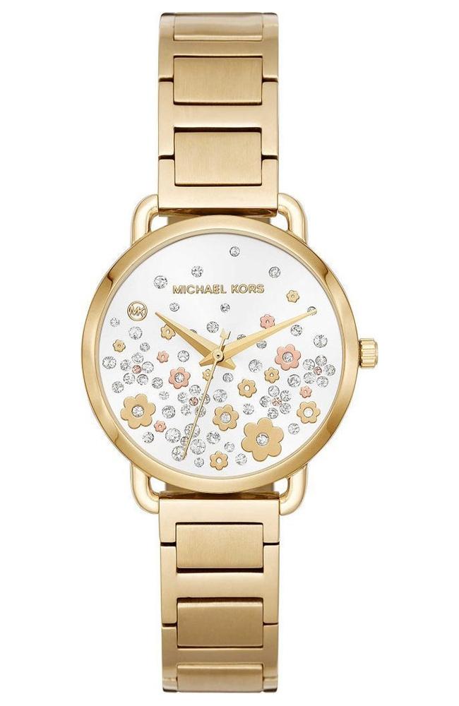 michael kors portia crystals mk3840 gold case with stainless steel bracelet image1