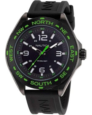 NAUTICA Clearwater Beach – NAPCWS303, Black case with Black Rubber Strap