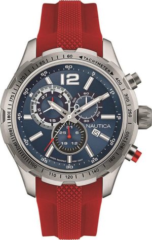 NAUTICA NST 30 – NAP30LE03 Silver case with Red Rubber Strap