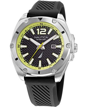 NAUTICA Tin Can Bay – NAPTCS222 Silver case with Black Rubber Strap