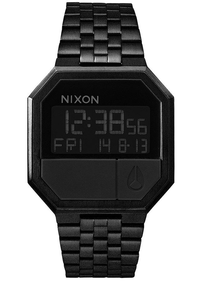 nixon re run a158 001 00 black case with stainless steel bracelet image1 1