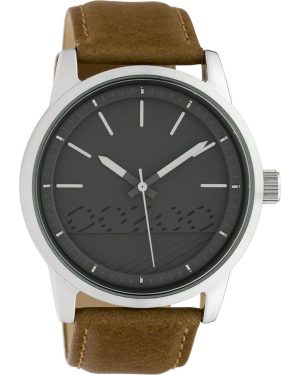 OOZOO Timepieces – C10305 , Silver case with Brown Leather Strap