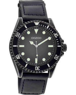 OOZOO Timepieces – C11012, Black case with Black Leather Strap