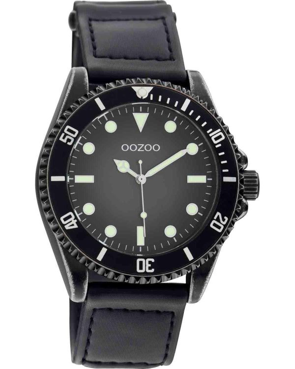 oozoo timepieces c11012 black case with black leather strap image1