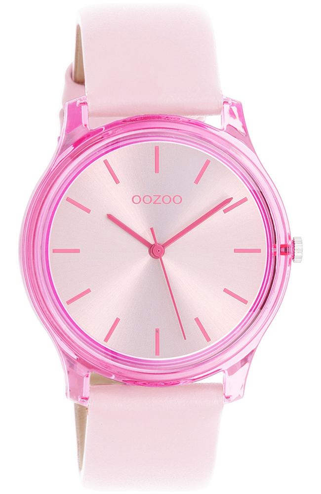 oozoo timepieces c11138 pink case with pink leather strap image1