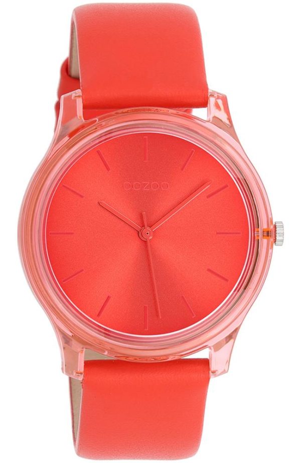 oozoo timepieces c11142 red case with red leather strap image1
