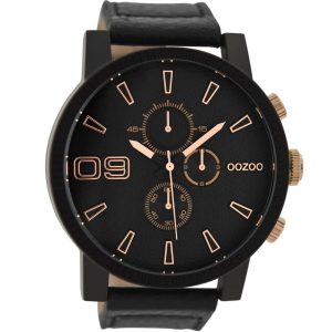 OOZOO Timepieces – C9034, Black case with Black Leather Strap