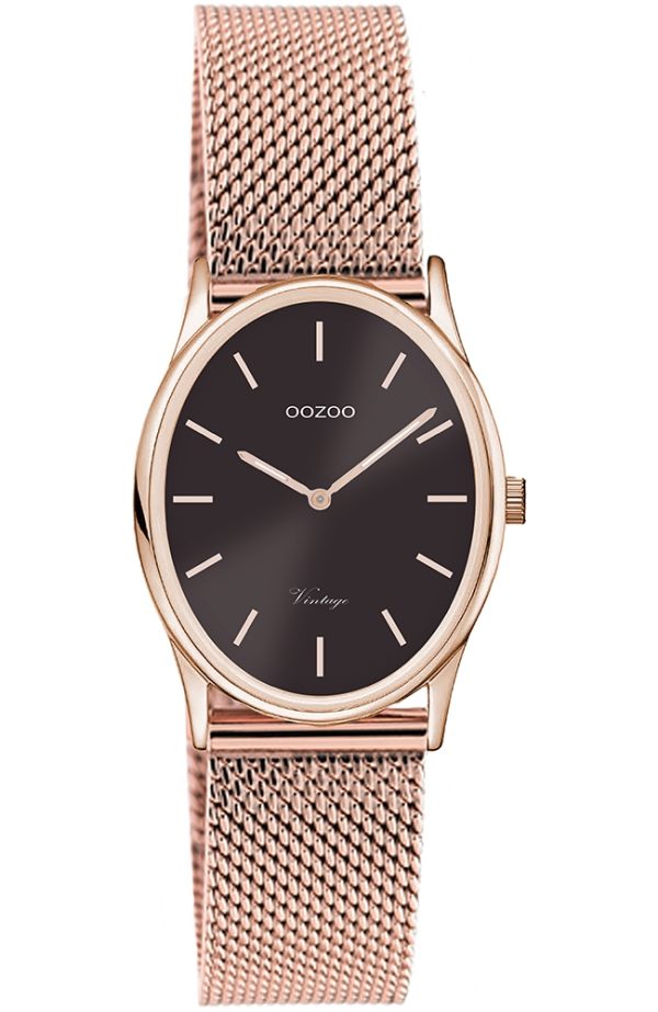 oozoo vintage c10968 rose gold case with stainless steel bracelet image1 1