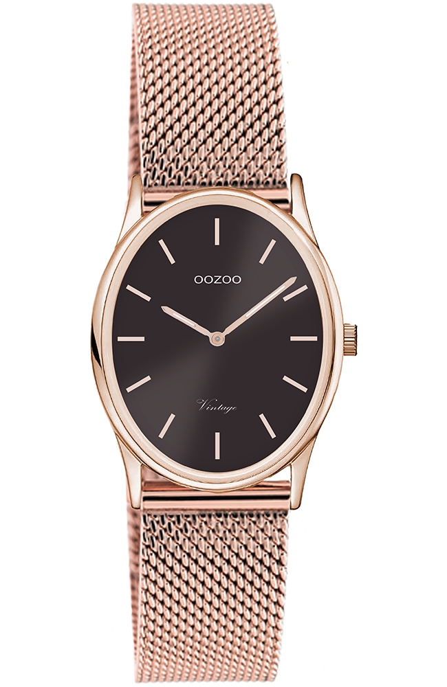 oozoo vintage c10968 rose gold case with stainless steel bracelet image1 1