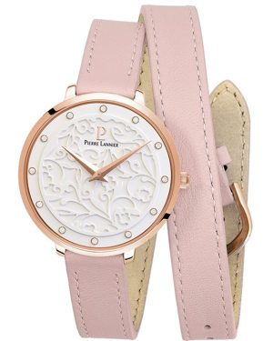 PIERRE LANNIER Eolia Crystals – 043K905 Rose Gold case with Pink Leather strap