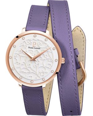 PIERRE LANNIER Eolia Crystals – 043K909 Rose Gold case with Purple Leather strap