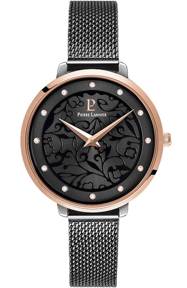 pierre lannier eolia crystals 045l988 black case with stainless steel bracelet image1