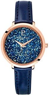 PIERRE LANNIER Ladies Crystals – 105J966 Rose Gold case with Blue Leather strap
