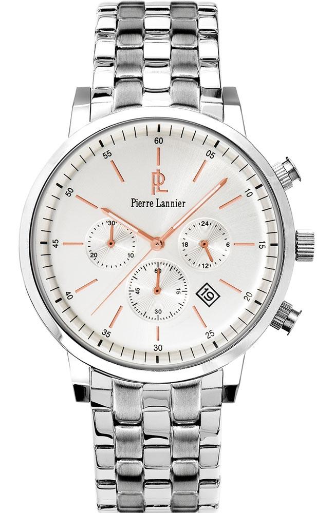 pierre lannier mens chronograph 211h121 silver case with stainless steel bracelet image1