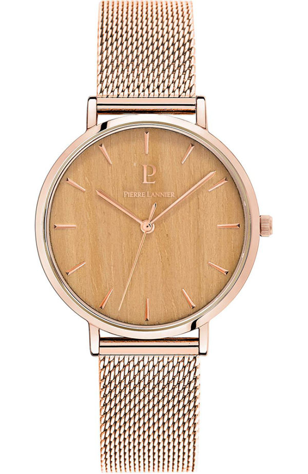 pierre lannier nature 018p989 rose gold case with stainless steel bracelet image1