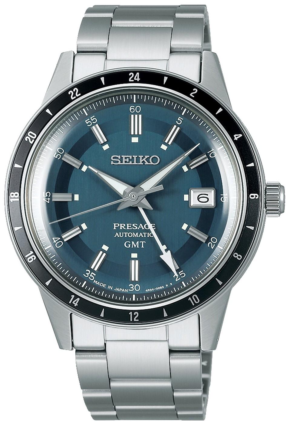 seiko presage petrol blue style 60s road trip ssk009j1 silver case with stainless steel bracelet image1 1