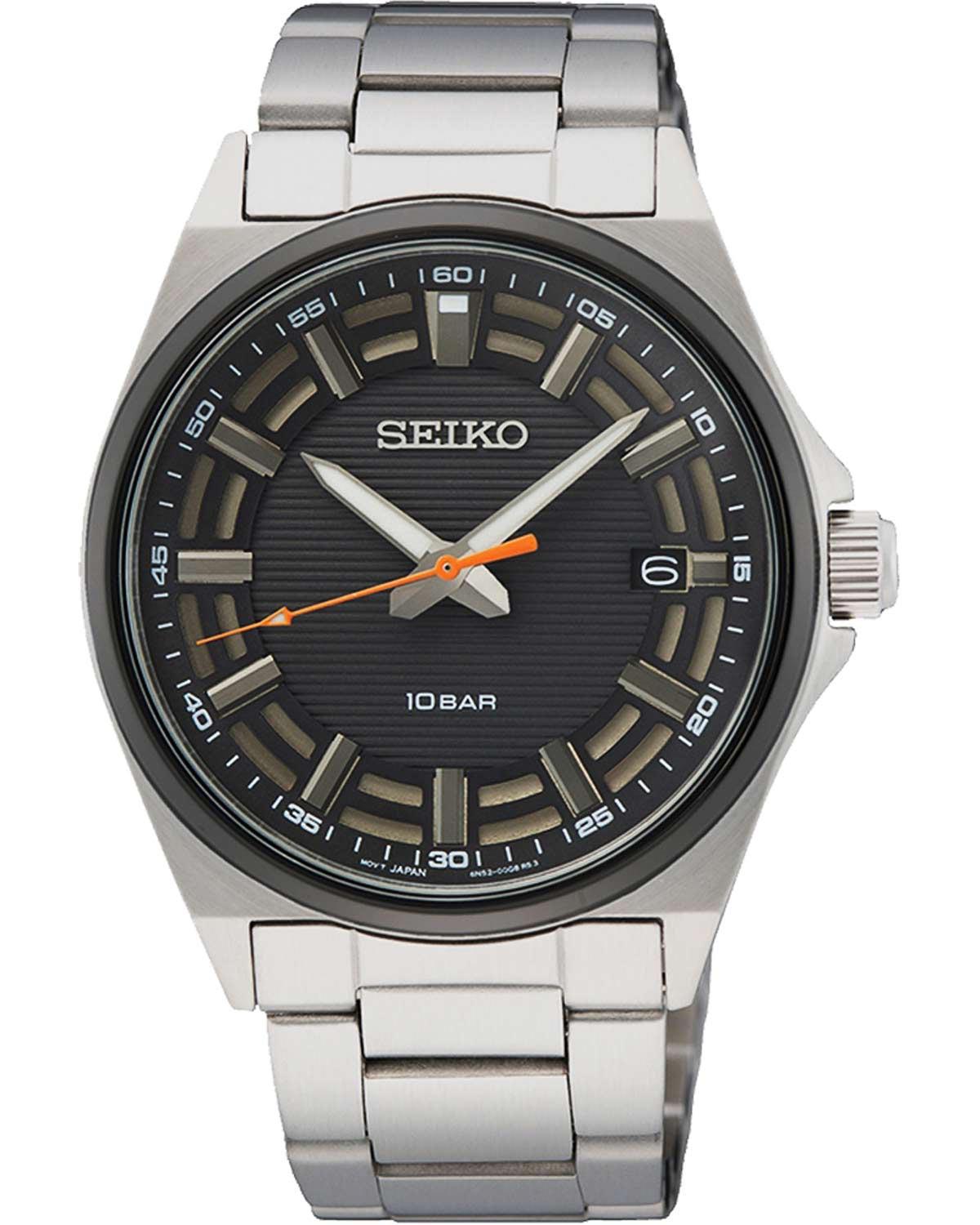 seiko racing sports sur507p1 silver case with stainless steel bracelet image1