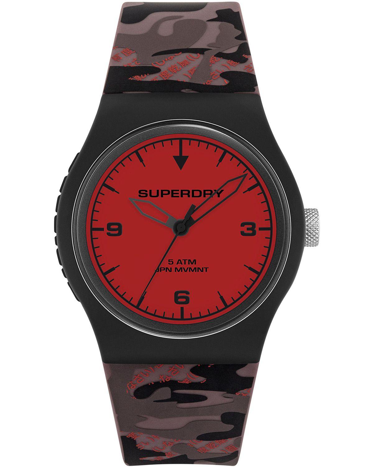 superdry urban fluro camo syg296br black case with military rubber strap image1