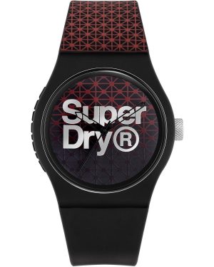 SUPERDRY Urban – SYG268R, Black case with Black & Red Rubber Strap