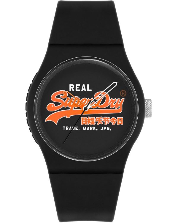 superdry urban syg280bo black case with black rubber strap image1