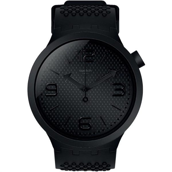 swatch big bold so27b100 black case with black rubber strap image1