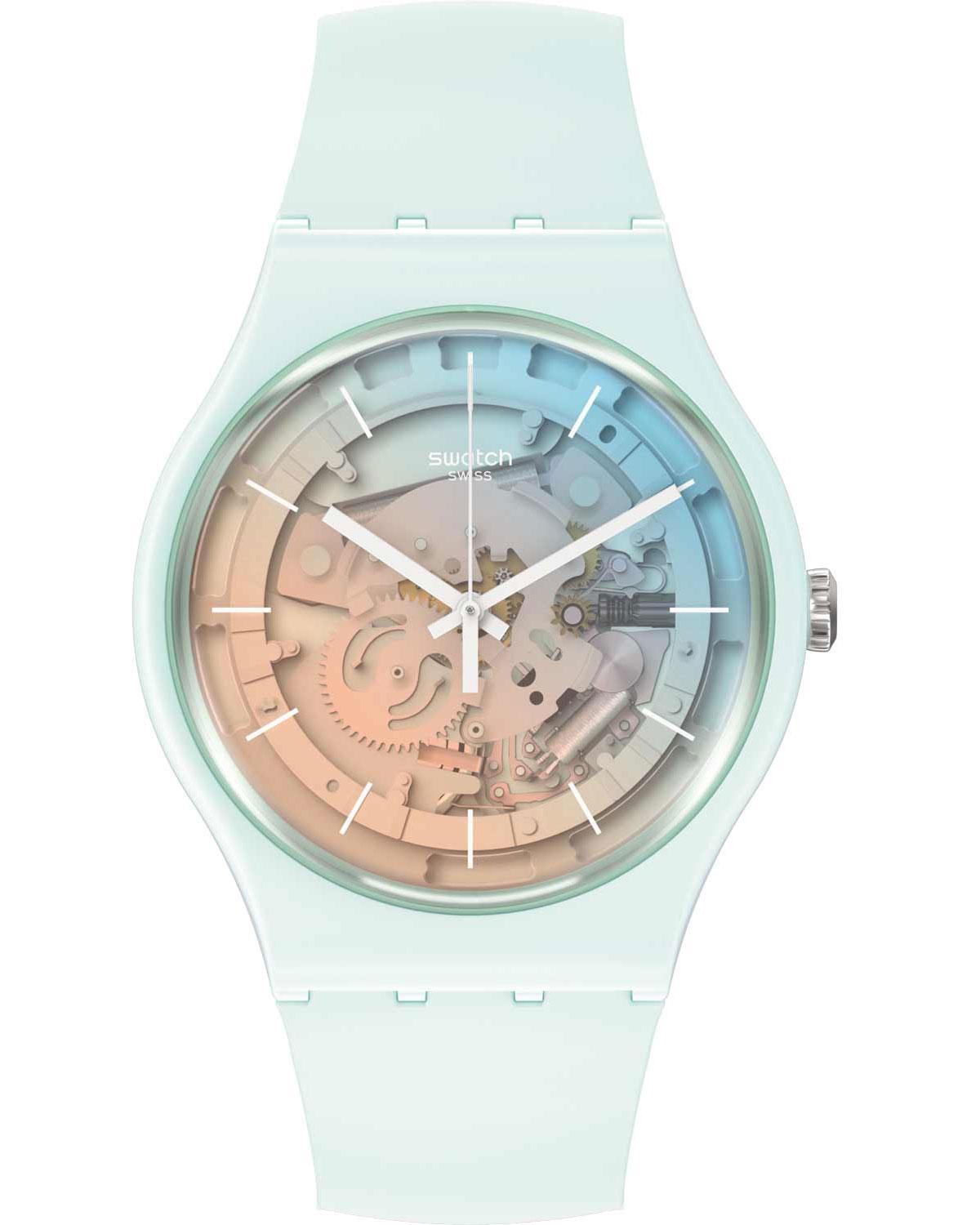 swatch fleetingly so32s101 light blue case with light blue rubber strap image1